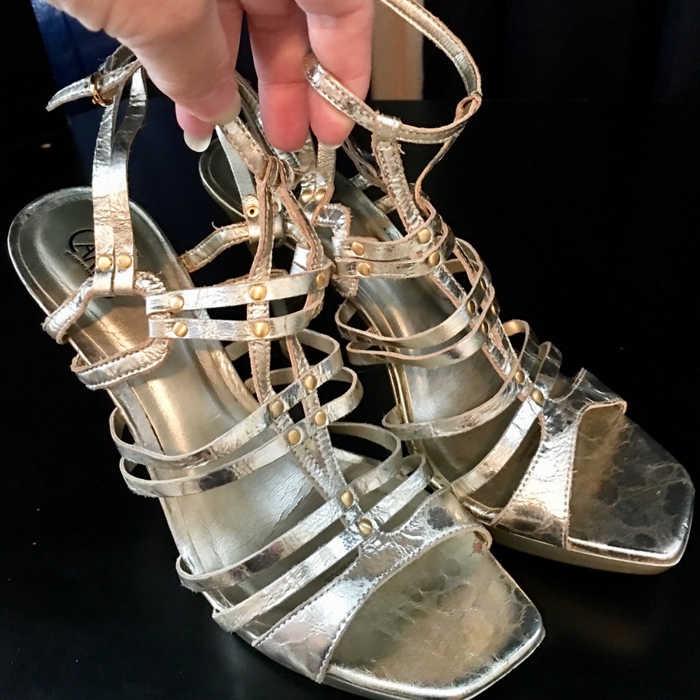Carlos Santana Magnum gold gladiator sandals